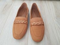 Baleriny półbuty loafery skórzane skóra Lasocki karmelowe camel 36