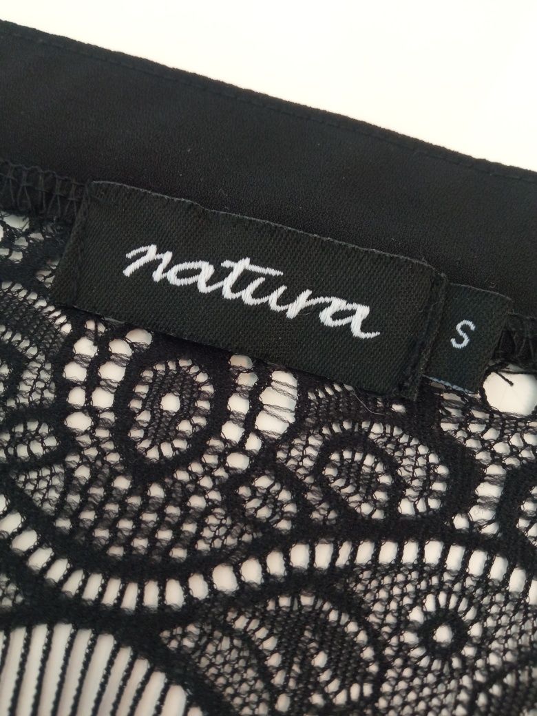 Blusa Natura preta crochê transparente tamanho S