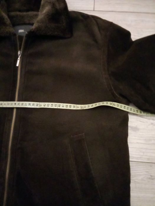 Kożuch męski Ala Ramonesa L/XL kolor czekoladowy skóra naturalna zamsz