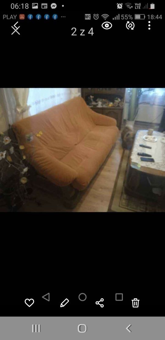Wypoczynek dębowy  sofa i dwa fotele