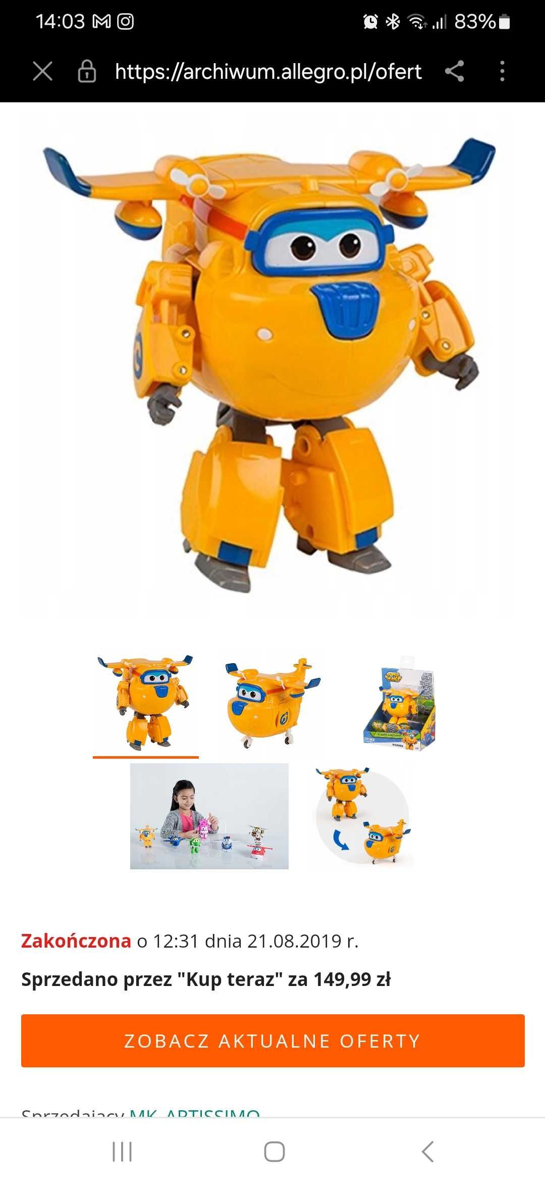 SUPER WINGS samolot robot Śrubek
