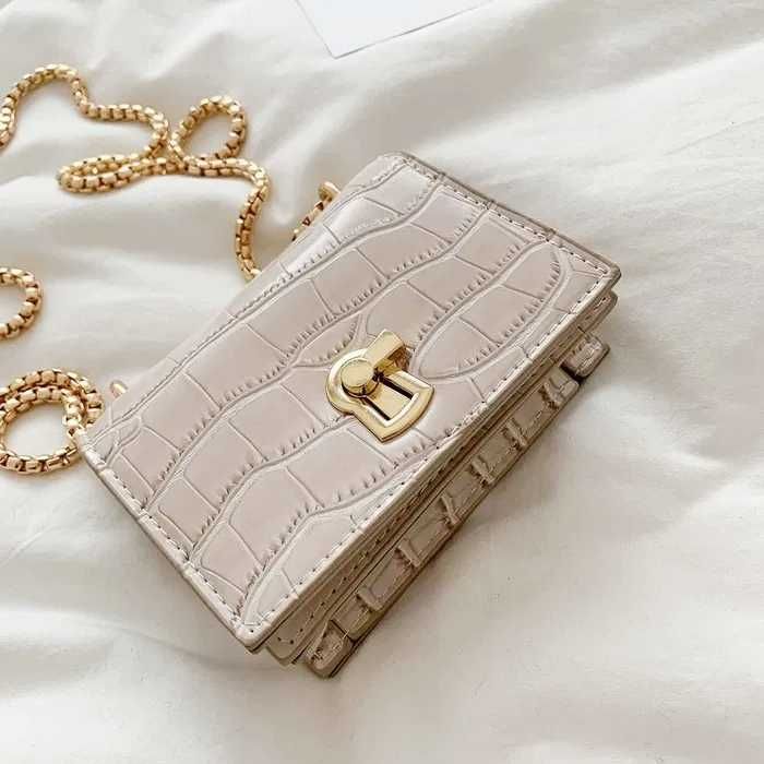 Beżowa Torebka damska skóra croco wiosna lato 25' PREZENT DZIEŃ KOBIET