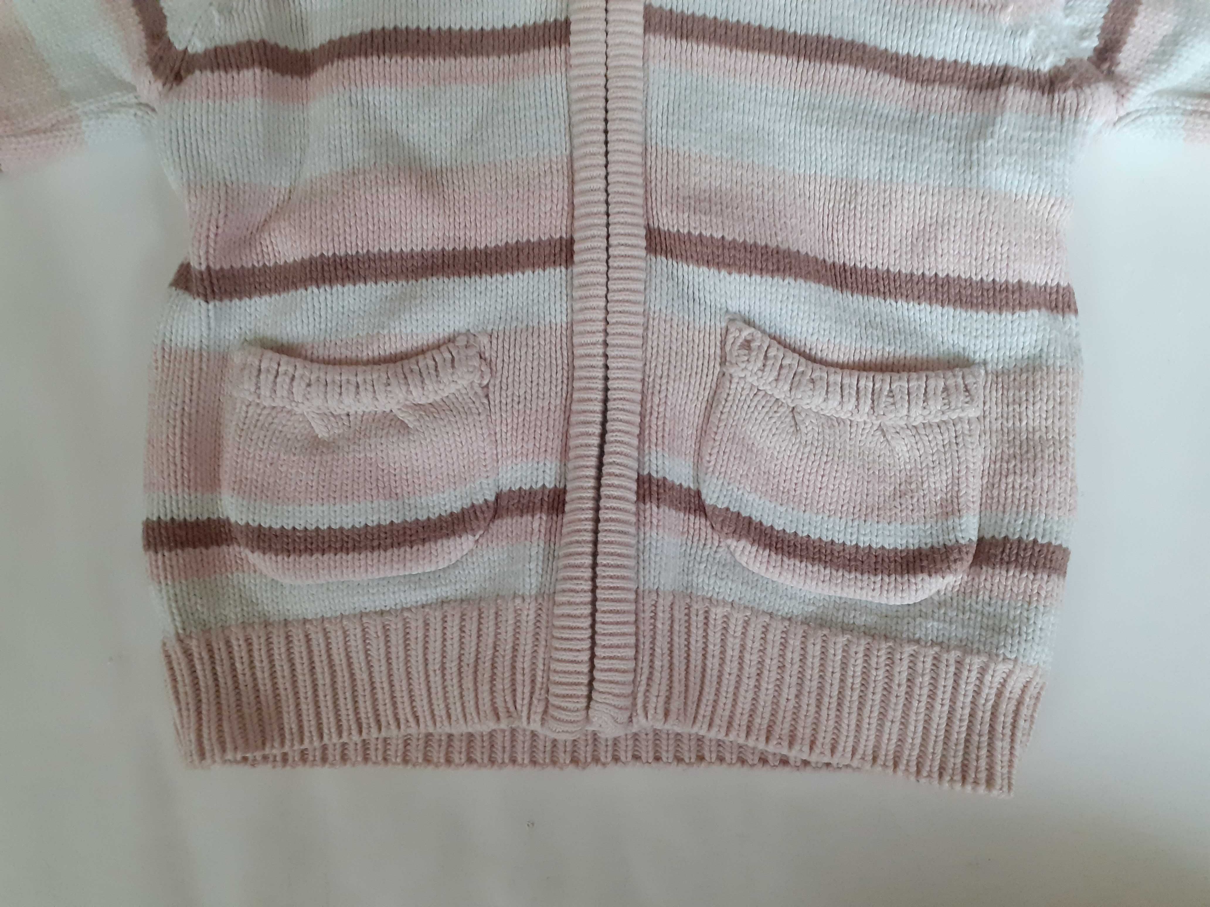 Sweter dziewczęcy - r. 86 - rozpinany z kapturem - 12-18 miesięcy