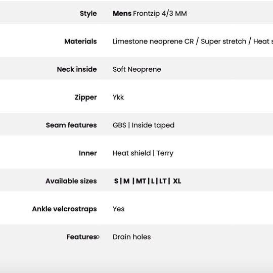 Fato surf XL 4-3mm kitesurf wetsuit