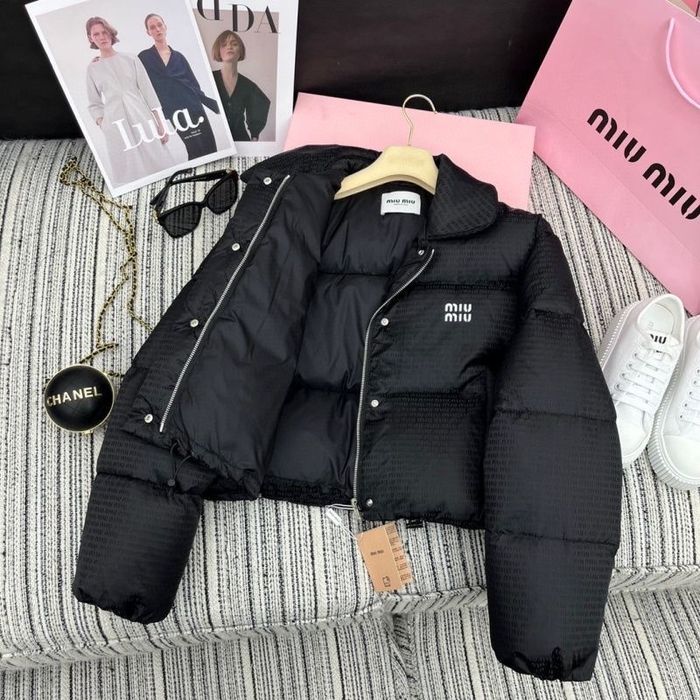 Куртка пуховик Miu Miu миу міу чорна бежева черная
