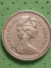 Moneta destrukt menniczy one pound 1984 odwucony napis