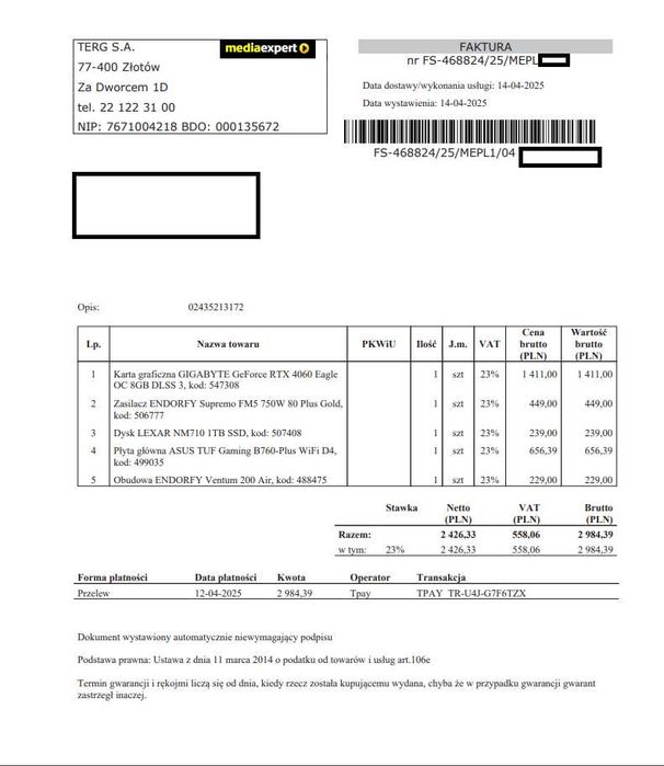 NOWY Zasilacz ENDORFY Supremo FM5 750W 80 Plus Gold