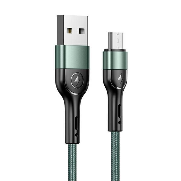 Kabel USB USAMS U55 2A Micro USB Nylonowy Splot 1M Green