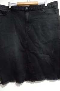Spódnica midi jeansowa dżinsowa prosta czarna Avenue 48 4XL