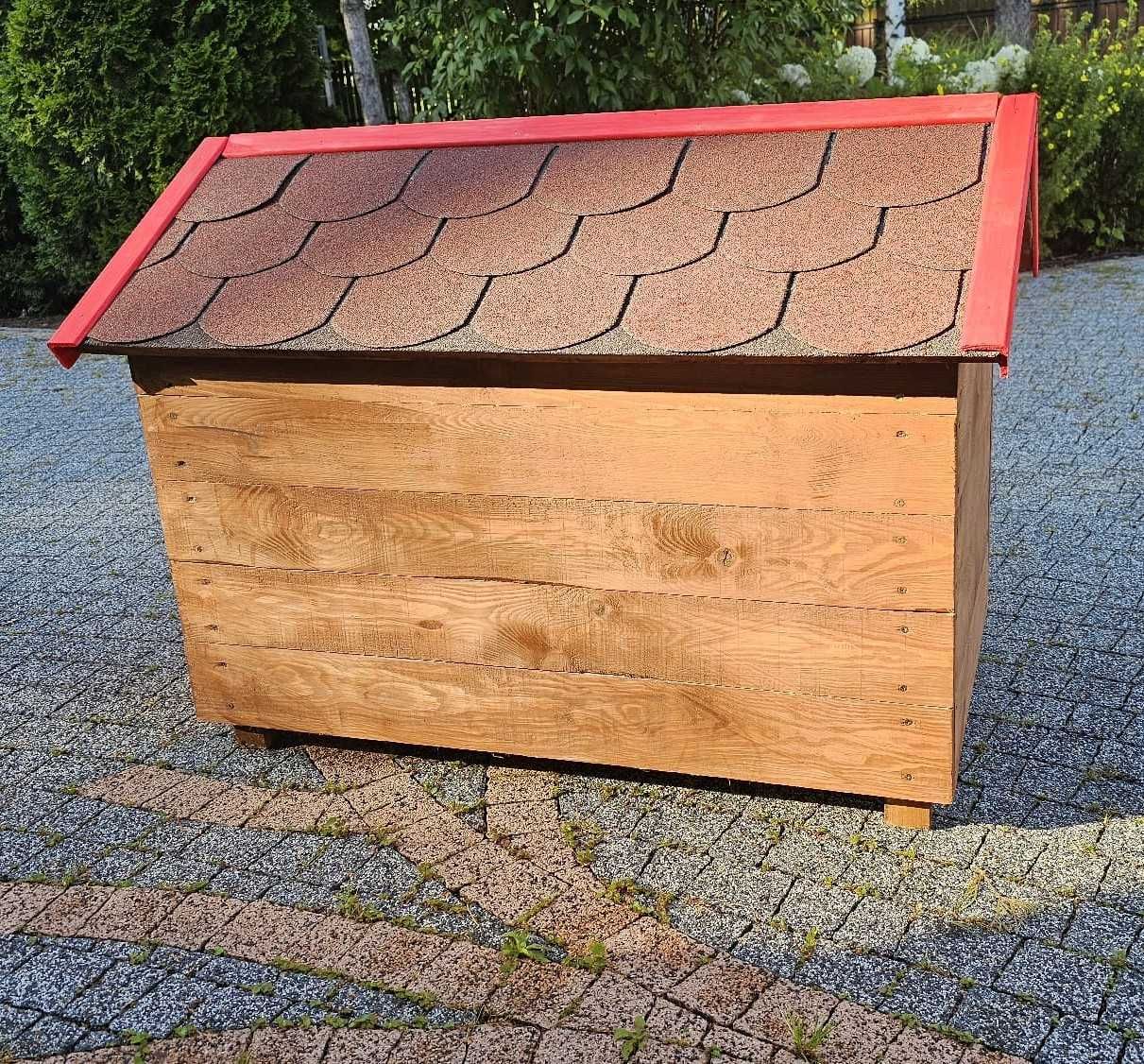 BUDA - domek dla psów z 2 wejściami - DUO buda z ozdobami z drewna 3D