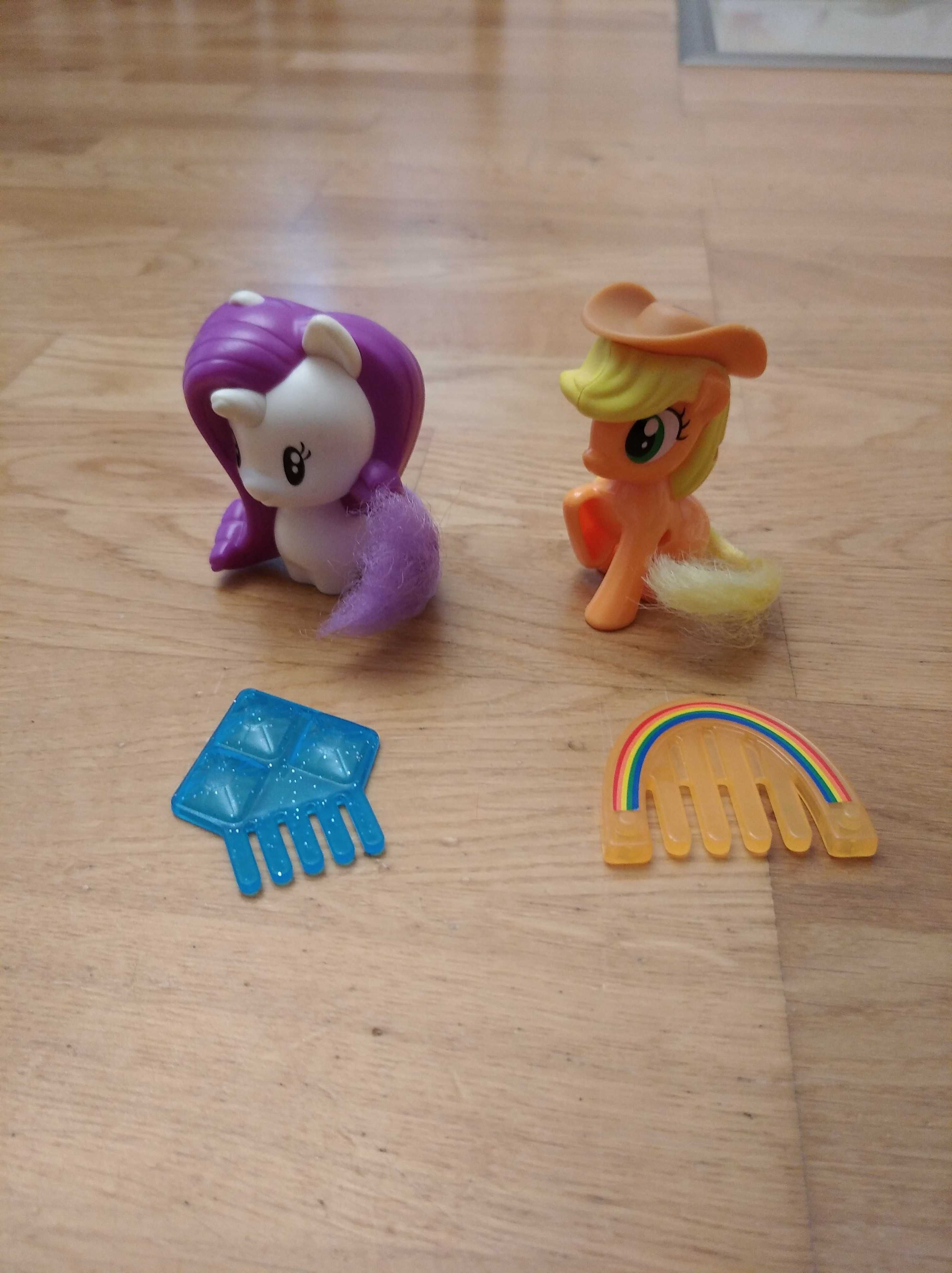 Kucyki 2x Pony Rarity Applejack Hasbro McDonalds + grzebyki