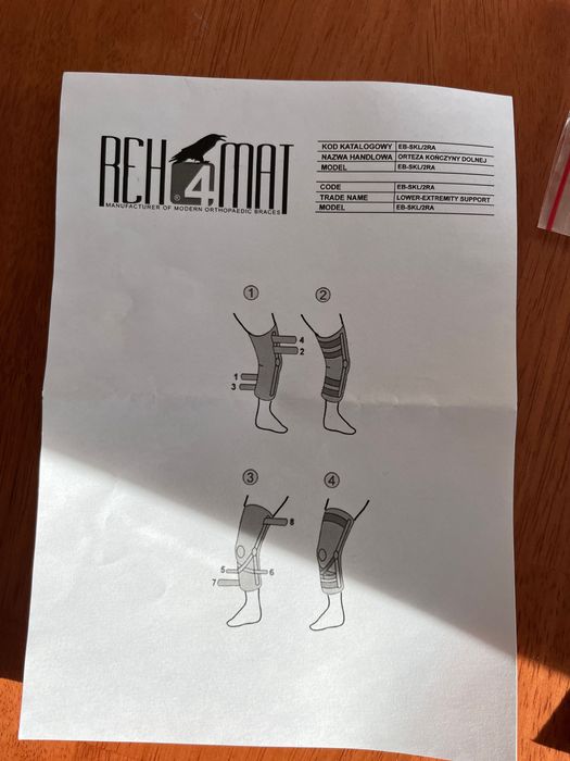 Orteza na prawe kolano rozmiar S