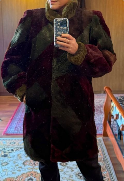 Шуба полушубок з натурального хутра кролик стрижений під норку.