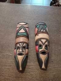 Piękne maski Afrykańskie drewniane komplet 2 Sztuki