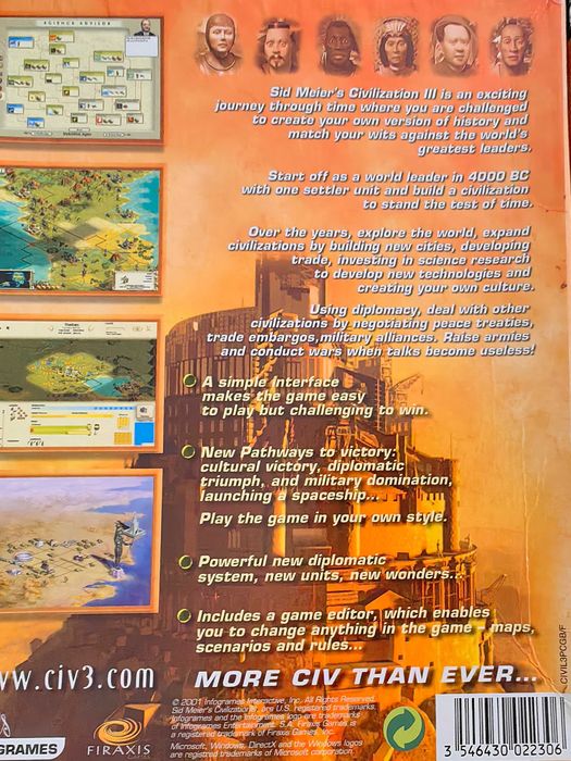 Unikat Civilization 3, Cywilizacja 3 Big Box, Premierowy, Stan BDB!