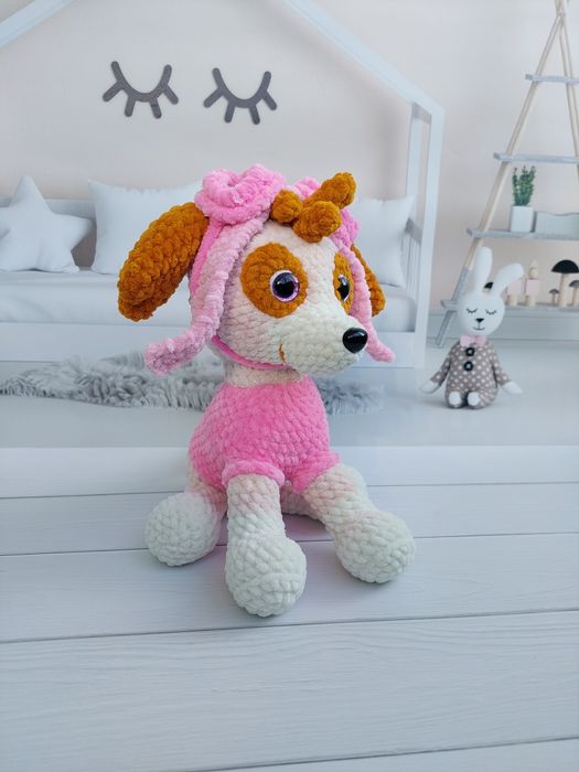 Плюшевая вязаная игрушка собачка Скай Щенячий патруль Paw Patrol