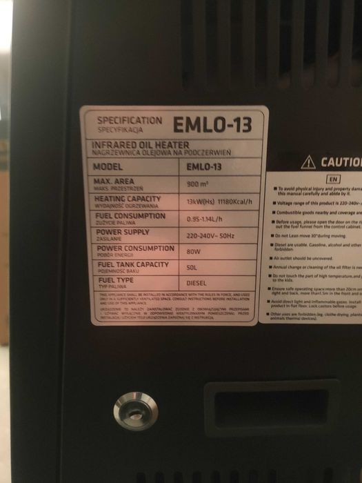 Nagrzewnica olejowa na podczerwień Emlo 20 kW Wi-Fi