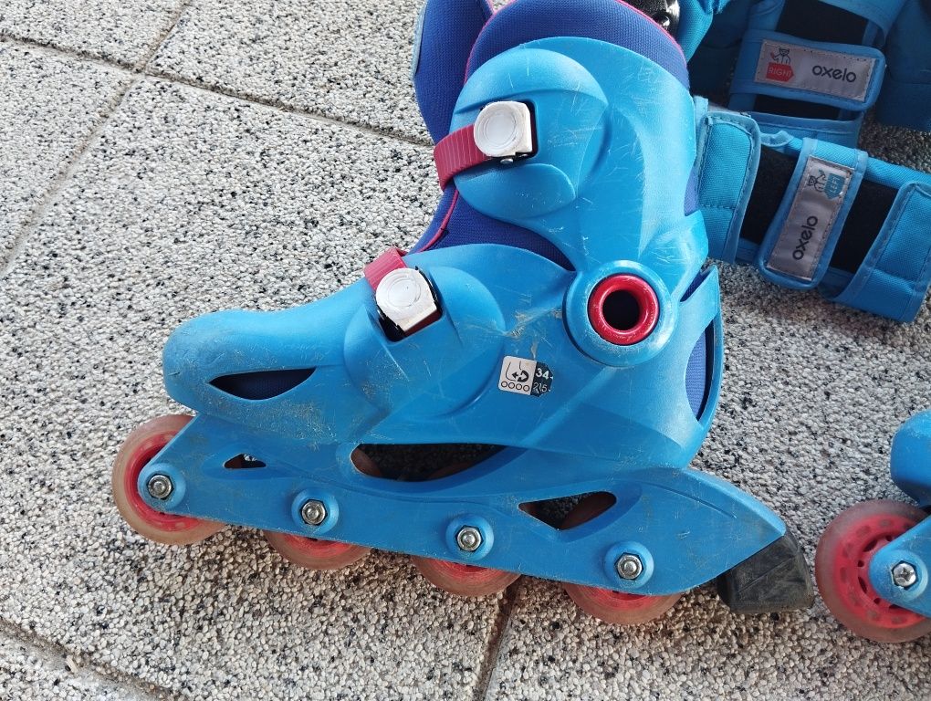 Rolki 34-36, kask, ochraniacze