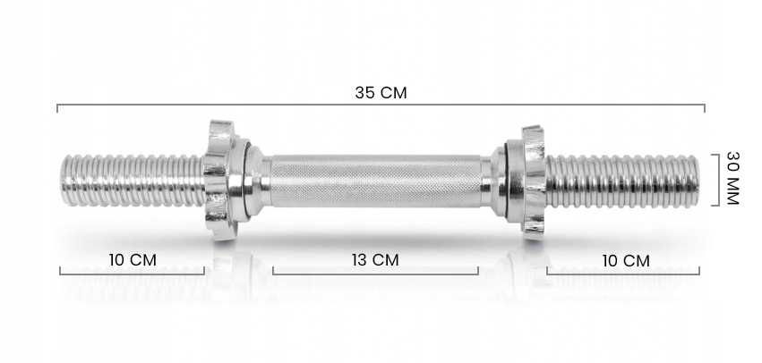 MAXSTORE Gryf krótki 35 cm do hantli średnica 30mm waga 2 kg NrP161