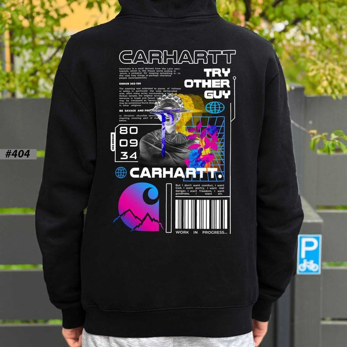 Худи Carhartt 404 Черное | Зипка Кофта Кархарт | Биг Лого Принт