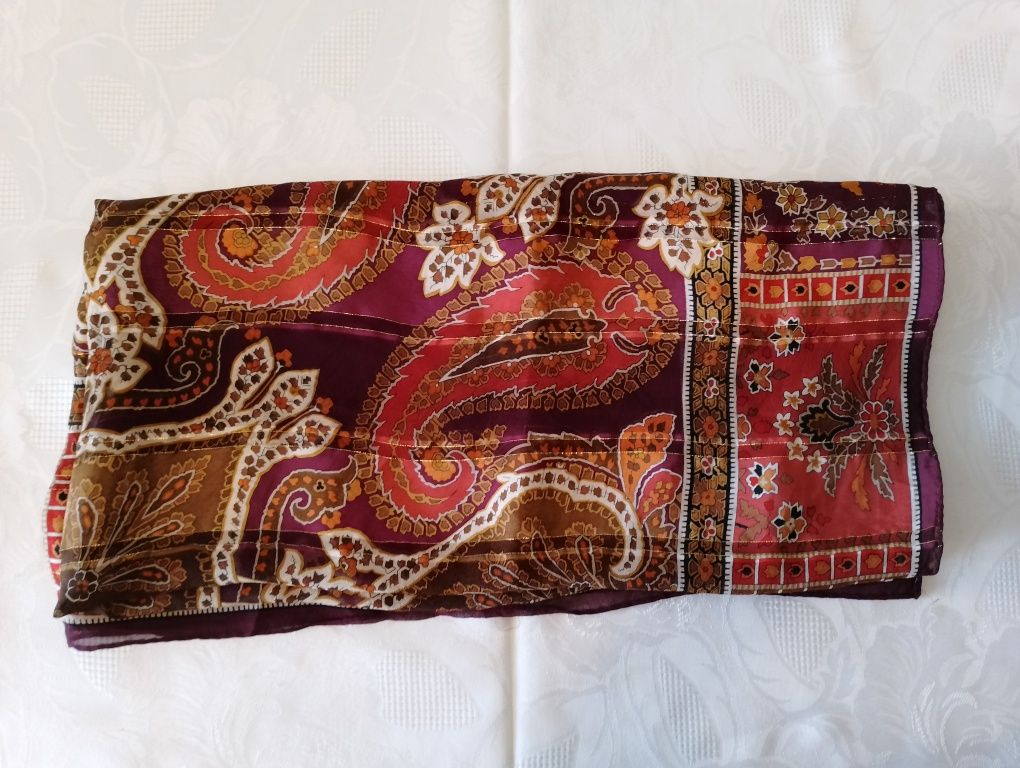 CHUSTA kolorowa w stylu boho, wzór paisley, lekka, cienka, apaszka