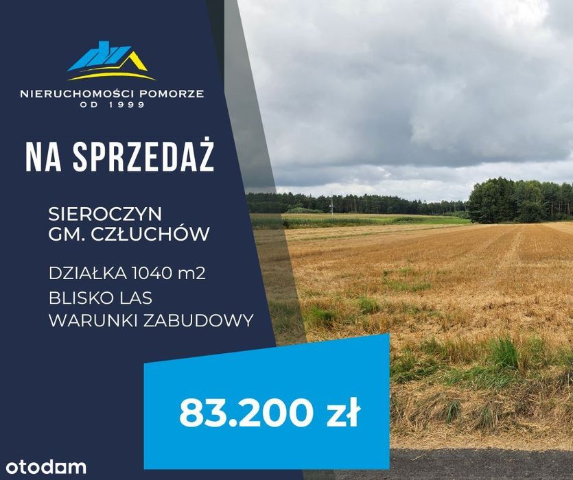 Budowlana  10 ar  pod lasem Sieroczyn Człuchów