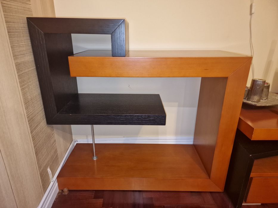 Conjunto de 4 móveis de sala em madeira maciça cerejeira e wengué