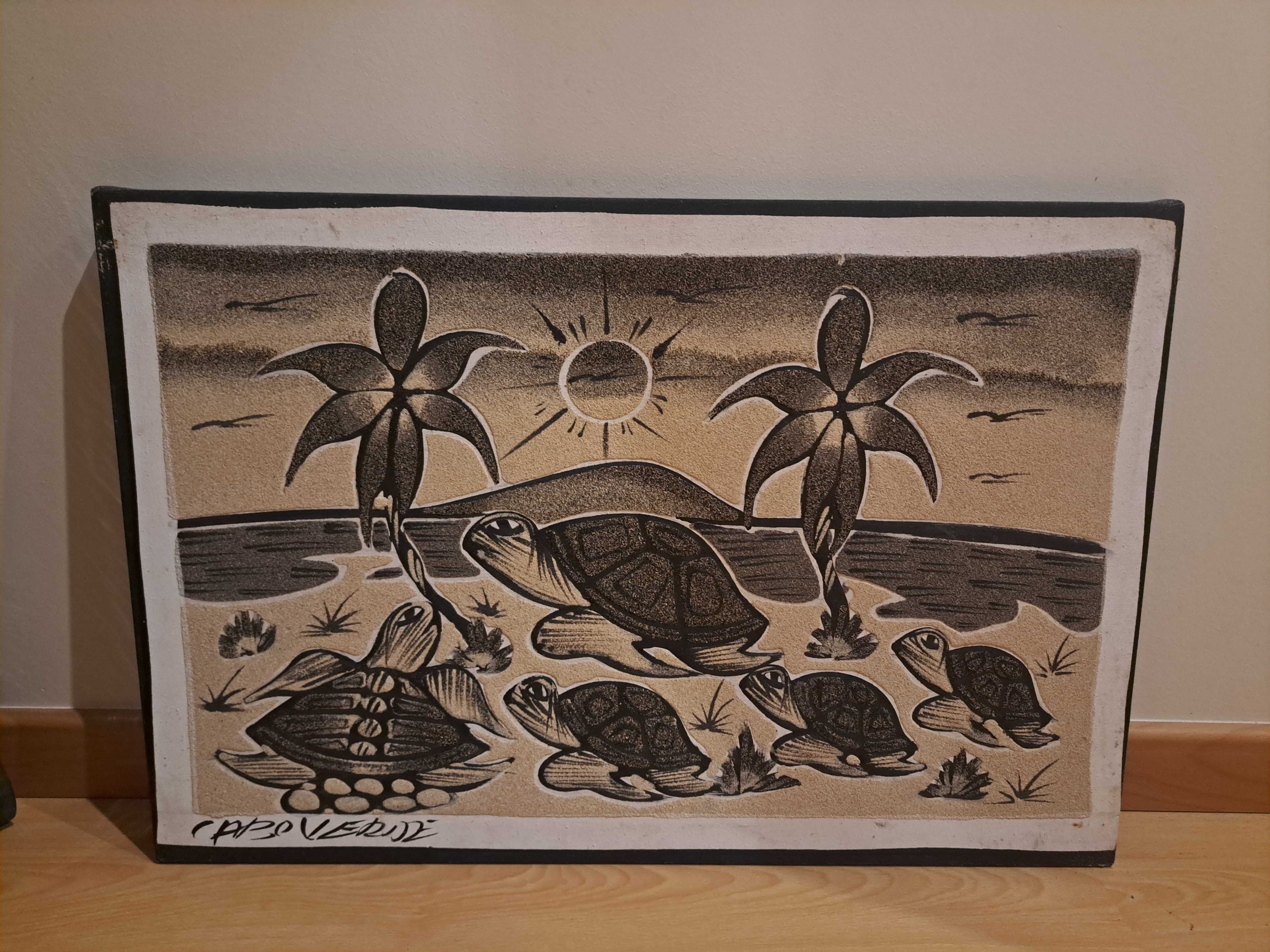 Quadro em areia com tartarugas