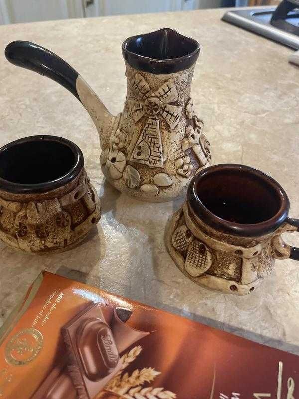 кофейный набор - турка и 2 чашки