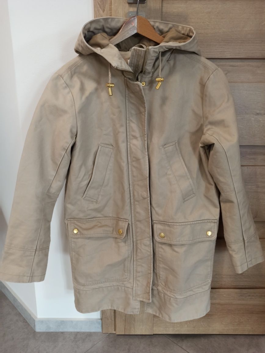 Beżowy płaszcz przejściowy bawełniany H&M 34 M/38 40 kurtka parka
