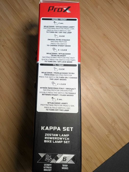 Lampki rowerowe - zestaw - Prox - Kappa Set - Nowe - bardzo mocne