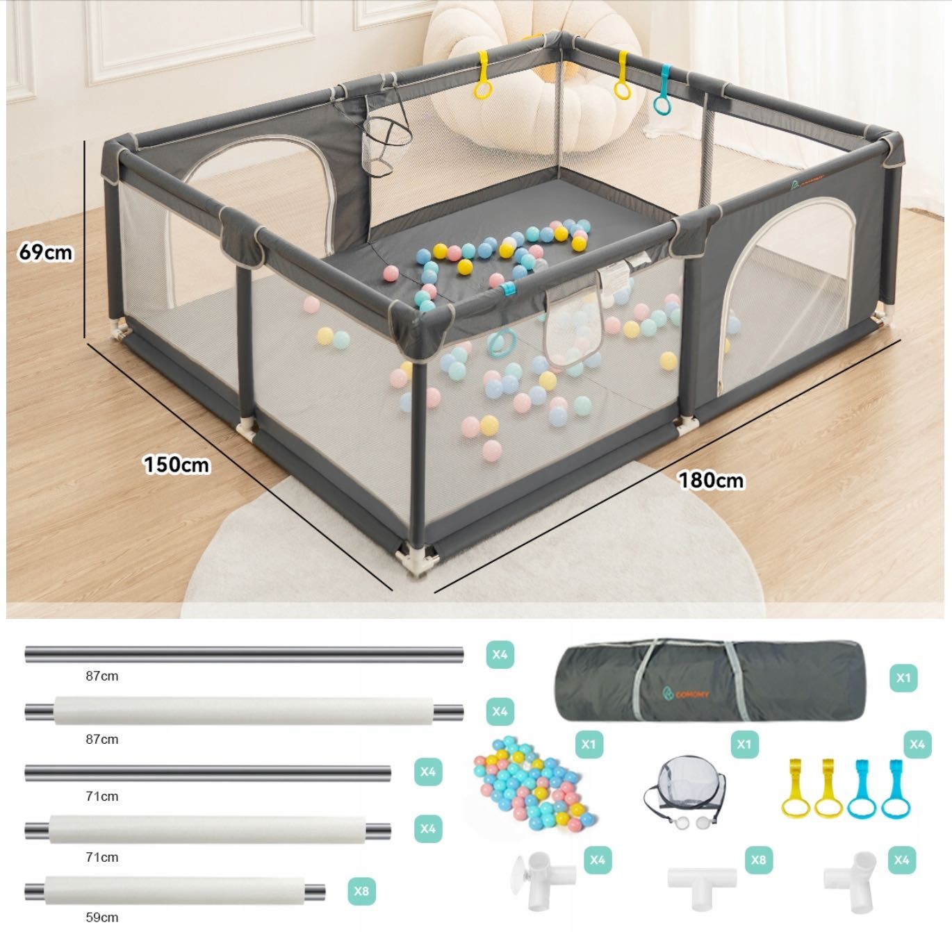 Kojec dla dzieci PREMIUM 150X180 torba