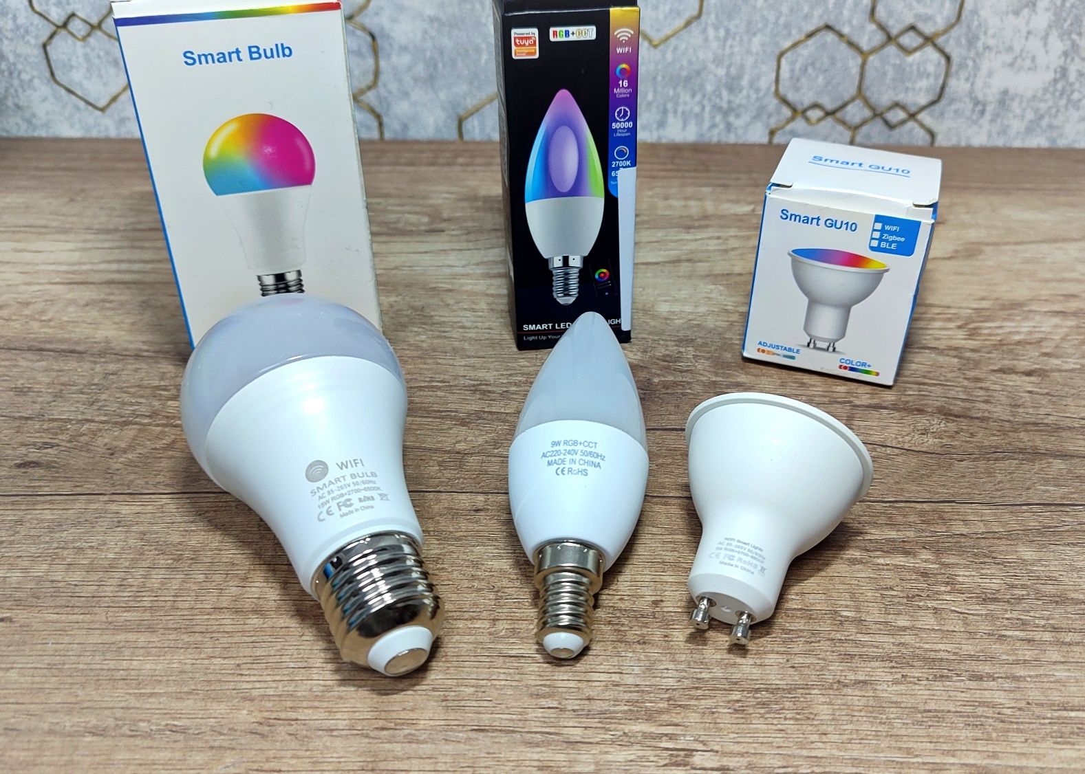 Умная WiFi RGB LED светодиодная Лампочка E27 / E14 / GU10