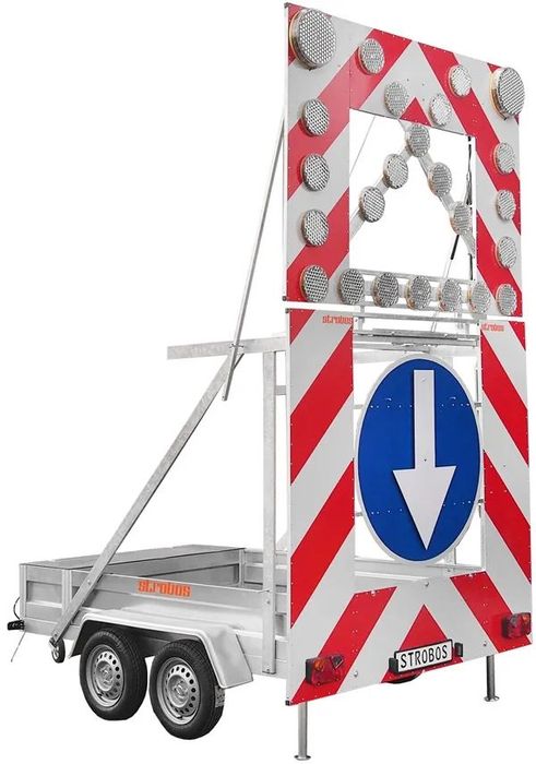 Przyczepa sygnalizacyjna ostrzegawcza 2 osie z tablicą U-26a STROBOS