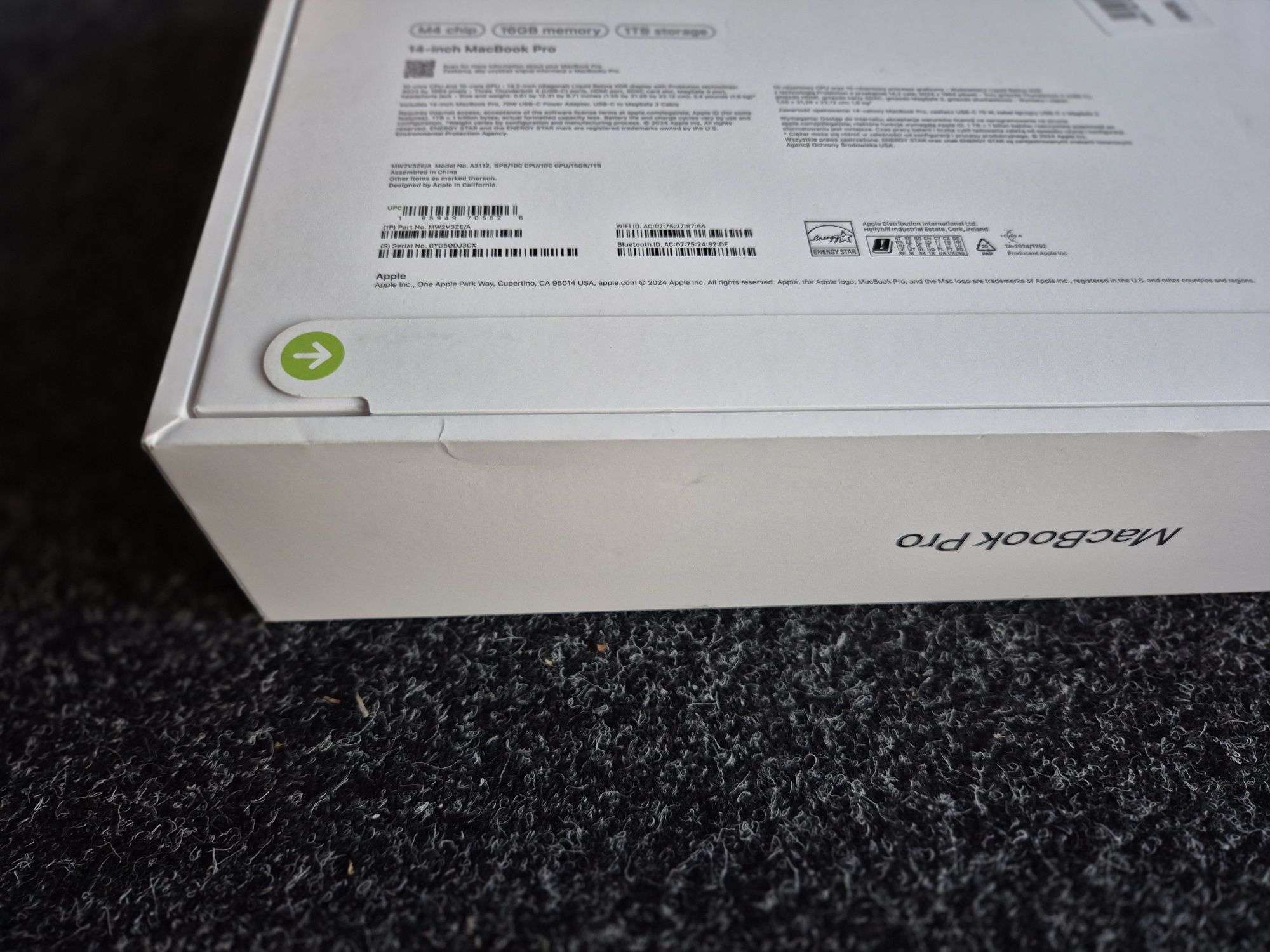 Laptop Apple MacBook Pro M4-10  RAM 16Gb  SSD 1TB (NOWY)