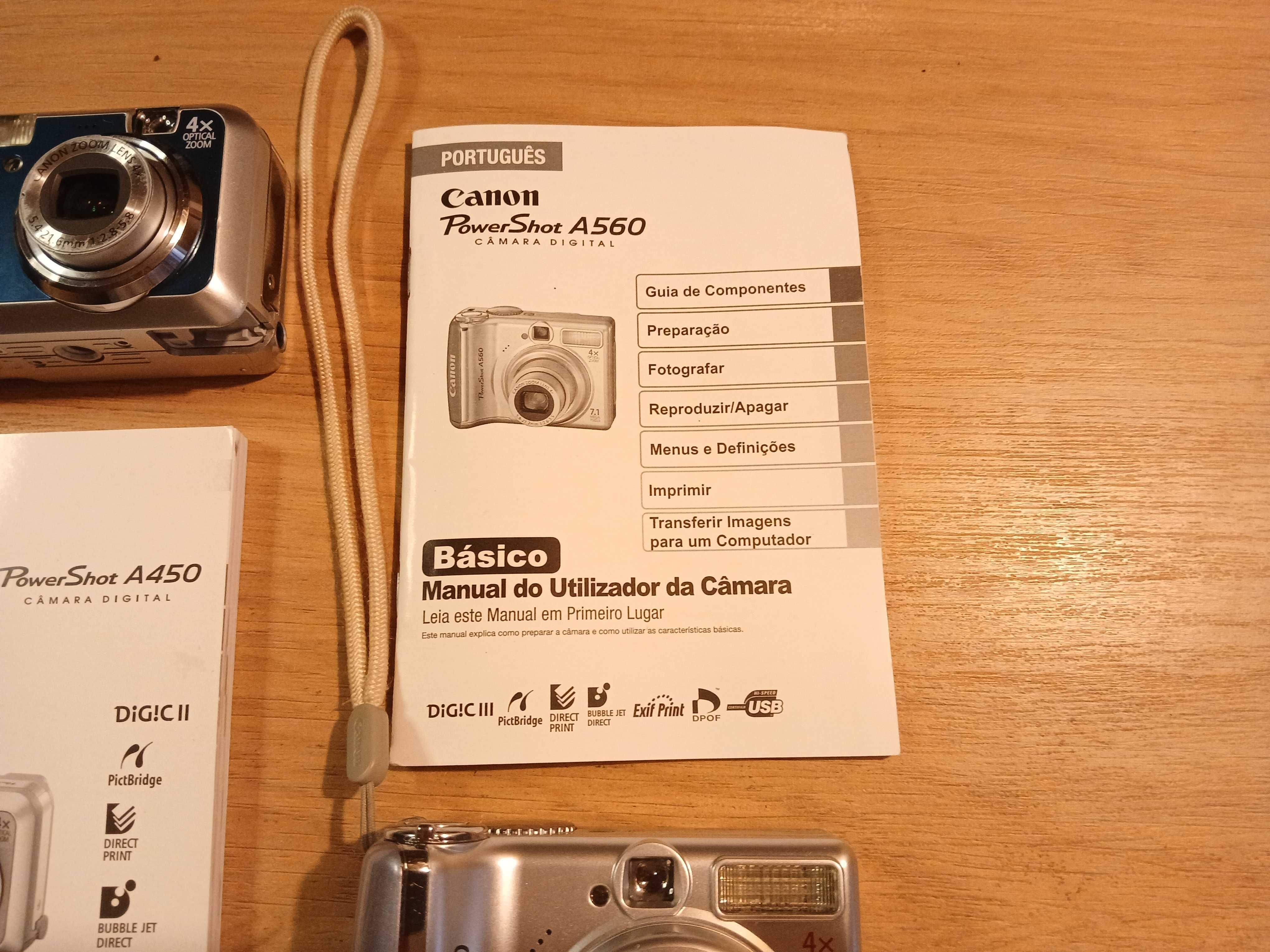 Manuais Utilizador Canon A450, A460 e A550