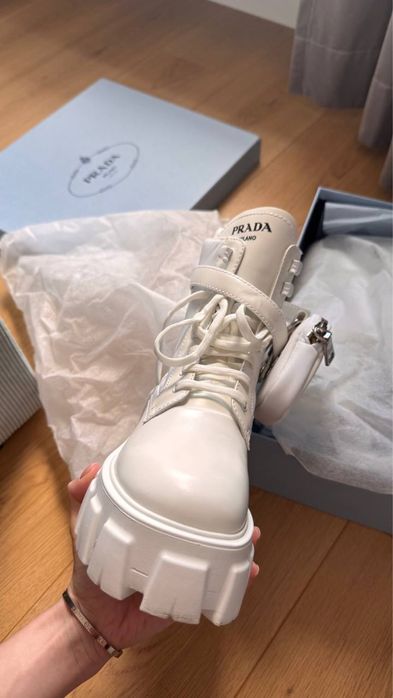 Чоботи Prada Monolith Boots White — Оригінал