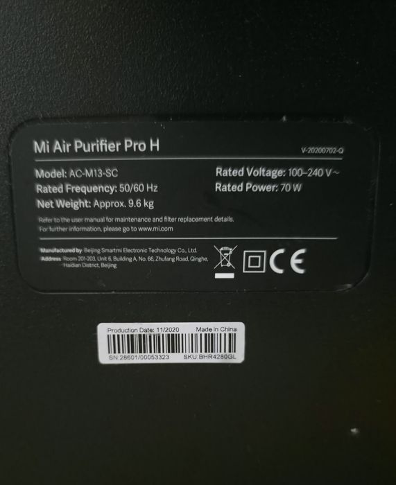 Xiaomi Mi Air Purifier Pro H (Model AC-M13-SC)
