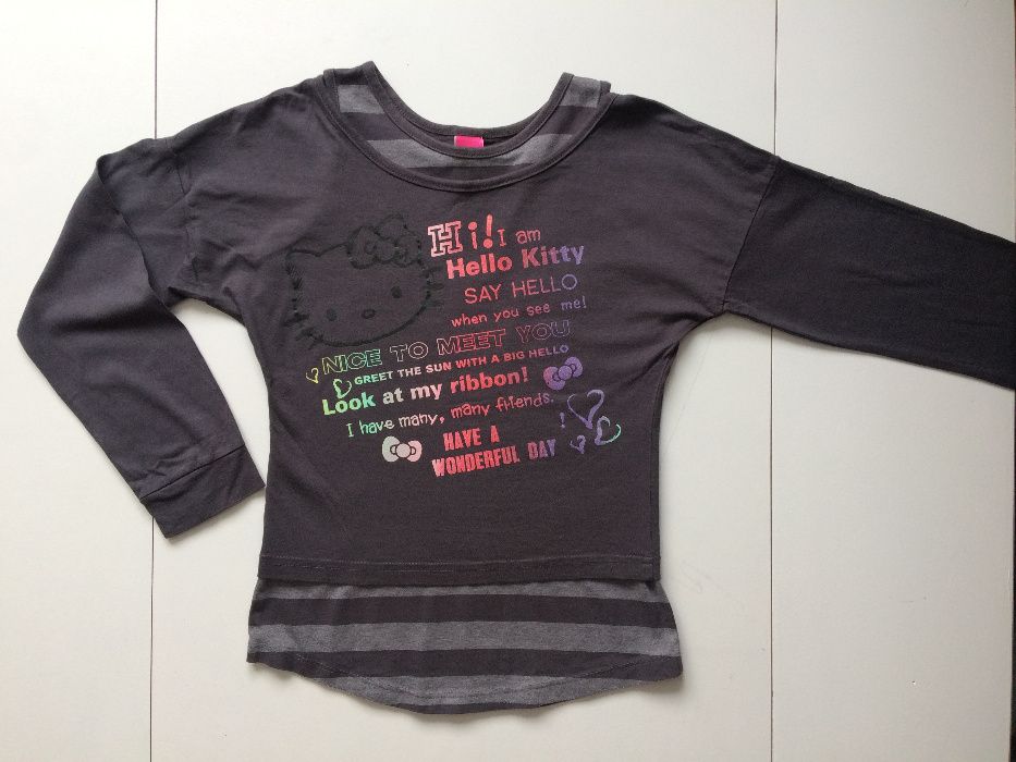 H&M Hello Kitty dwuczęściowa bluzka paski szara r. 146 - 152 cm różowa