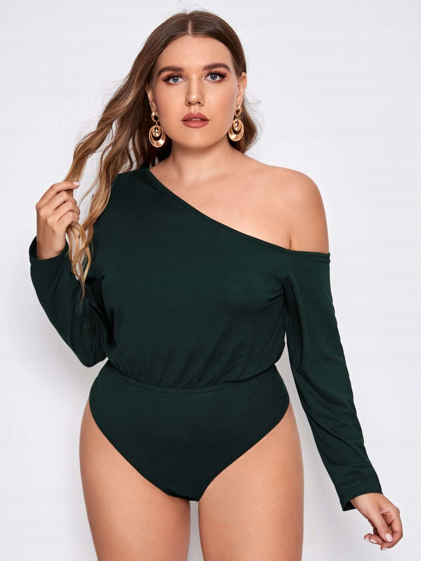 Body Casual Na Jedno Ramię Ciemnozielone Xl 42