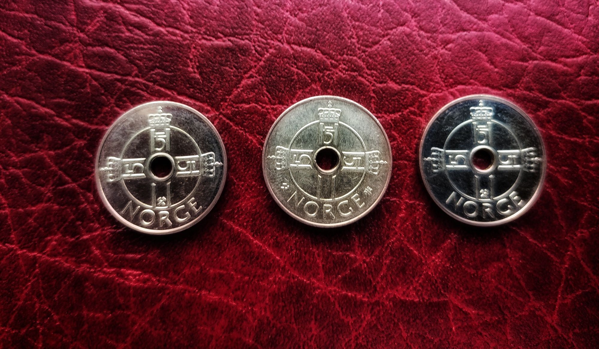 3 monety - 1 Korona - Norwegia - 1998, 2011, 2015