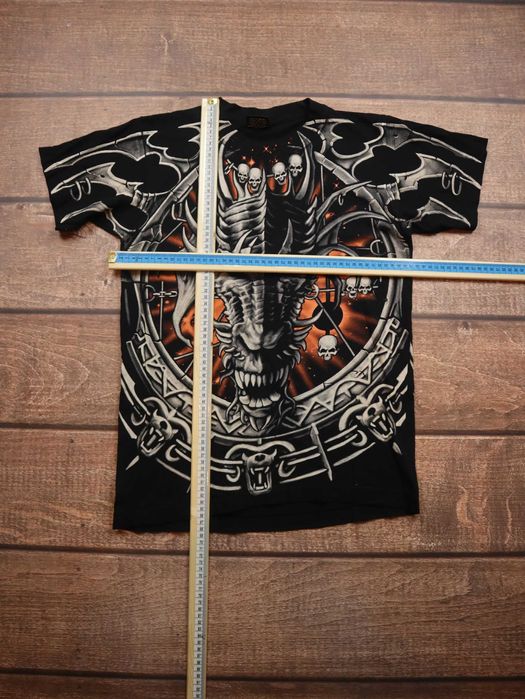 Vintage Rock Eagle Skulls Monster czarna koszulka z krótkim rękawem