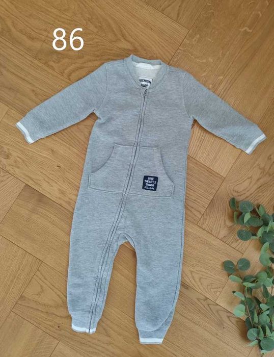 Pajacyk chłopięcy 86 szary premium ciepły szary pajac