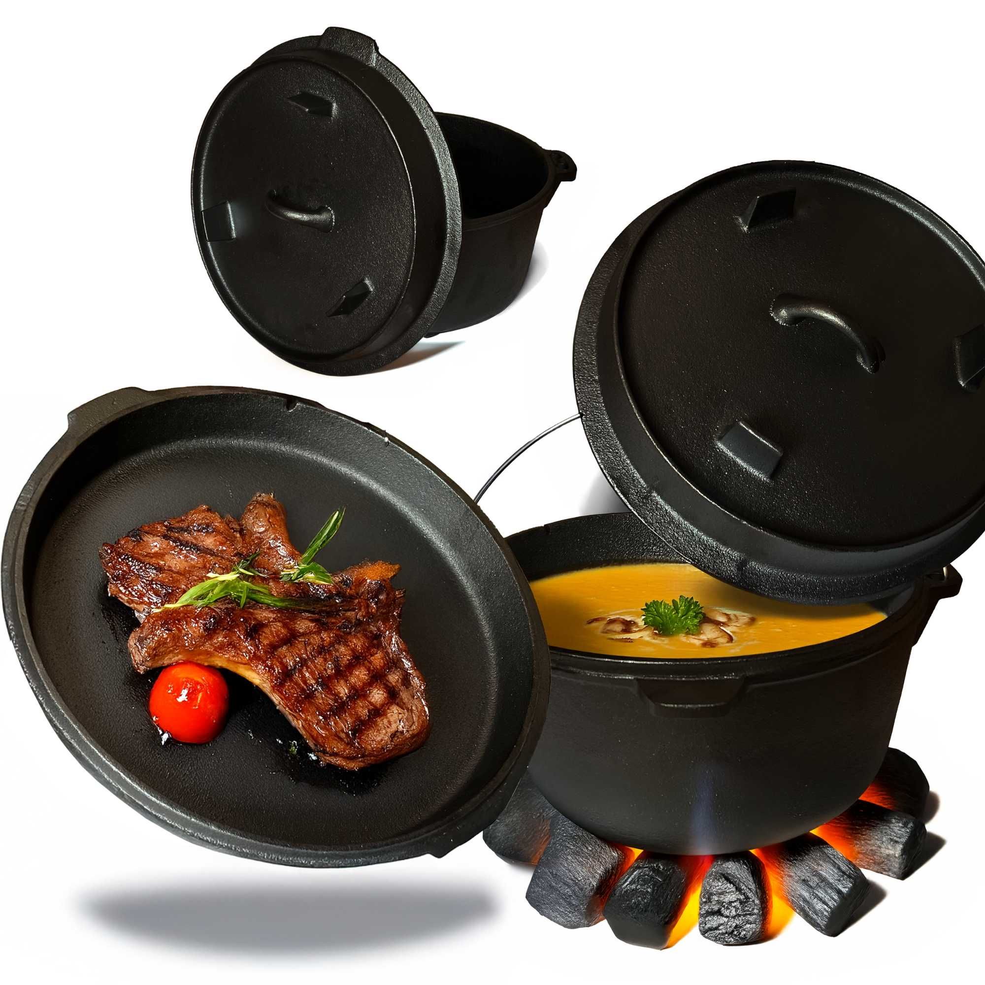 żeliwny kociołek myśliwski węgierski na kuchenke ognisko grill 4,5l
