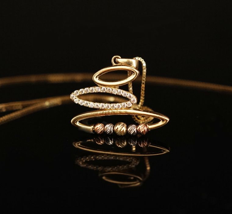 Złoto 585-złota zawieszka z cyrkoniami