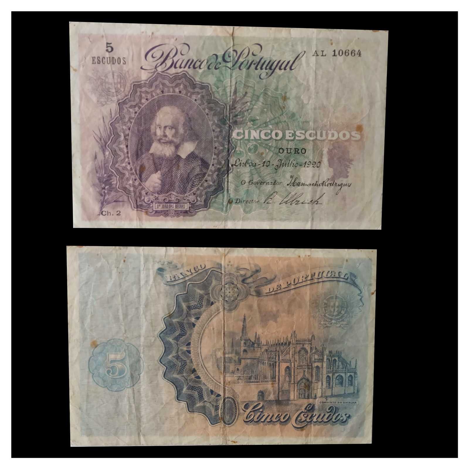 Nota 5$00 Escudos 1920 Portugal P-120