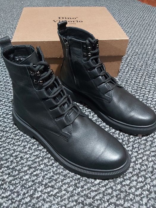 Шкіряні ботинки демісезонні жіночі чорні 41 розміру , унісекс