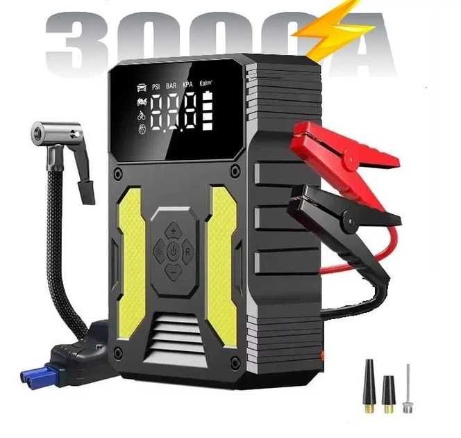 Пускозарядний пристрій Бустер для авто 3000А,37000mWh з Компресором