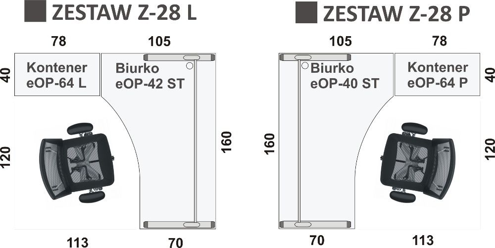 Biurko na stelażu z kontenerem, meble od producenta