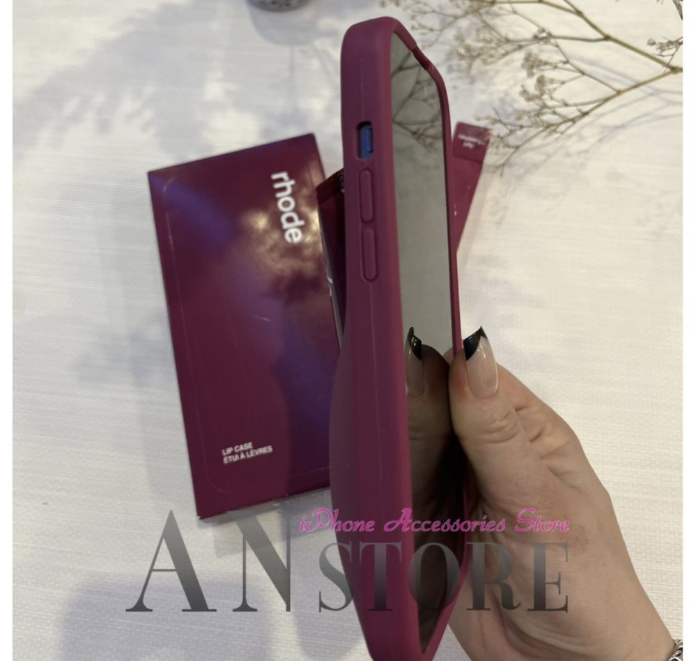 Чехол бордовый з блеском на iPhone 11,14,16proRhode на Raspberry Jelly